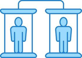 Flat Style Clone Machine Icon In Blue Color. vector