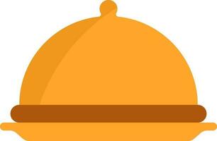 Flat Style Food Cloche Icon In Brown And Yellow Color. vector