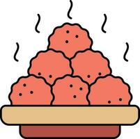 Hot Meatball Plate Orange And Brown Icon. vector