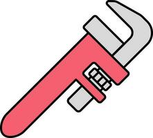 Isolated Pipe Wrench Icon In Grey And Red Color. vector