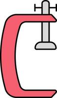 Flat Style Clamp Icon In Red Color. vector