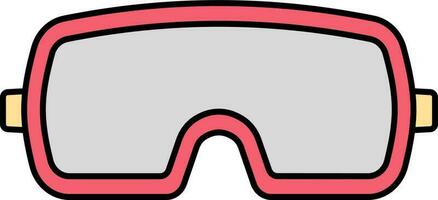Grey And Red Safety Glasses Flat Icon. vector