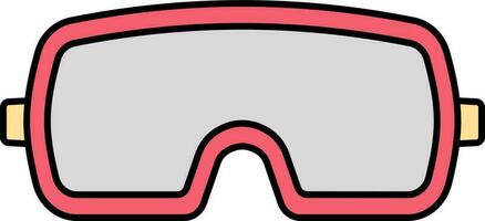 Grey And Red Safety Glasses Flat Icon. vector