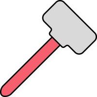 Flat Sledge Hammer Icon In Red Color. vector