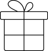 Isolated Gift Box Icon In Black Line Art. vector