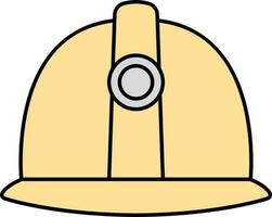 Flat Style Hard Hat Icon In Yellow Color. vector