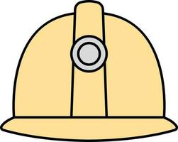 Flat Style Hard Hat Icon In Yellow Color. vector