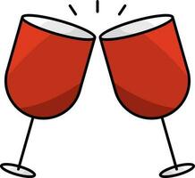 Illustration Of Red Champagne Glasses Icon In Flat Style. vector