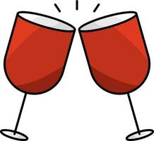 Illustration Of Red Champagne Glasses Icon In Flat Style. vector