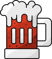 aislado cerveza vaso plano icono en rojo y gris color. vector