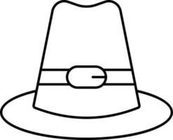 Isolated Pilgrim Hat Icon In Black Stroke. vector