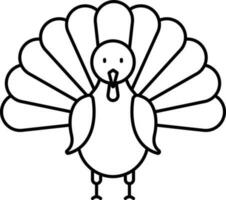 Turkey Bird Icon In Thin Line Art. vector