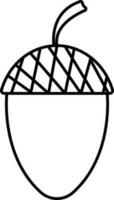 Acorn Icon In Black Line Art. vector