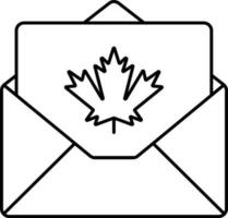 Isolated Maple Leaf Symbol On Envelope Or Email Card Icon In Thin Line. vector