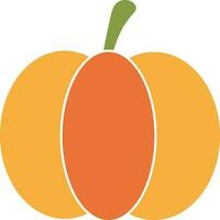 Flat Style Pumpkin Icon In Yellow And Orange Color. vector