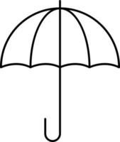 Open Umbrella Icon In Black Line Art. vector