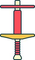 Isolated Pogo Stick Icon In Red And Yellow Color. vector