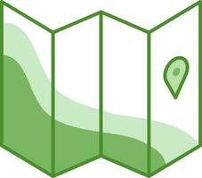 plano estilo tri doblez mapa verde y blanco icono. vector