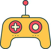 aislado juguete juego controlador icono en rojo y amarillo color. vector
