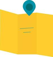 Flat Style Tri Fold Map Yellow And Teal Icon. vector