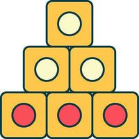 Geometric Toy Cubes Icon In Red And Yellow Color. vector