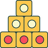 Geometric Toy Cubes Icon In Red And Yellow Color. vector