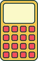 calculadora icono en rojo y amarillo color. vector