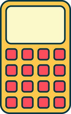 Calculator Icon In Red And Yellow Color.