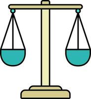 Teal And Bronze Balance Scale Flat Icon. vector