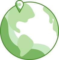 Map Location Point Pin On Earth Globe Green And White Icon. vector