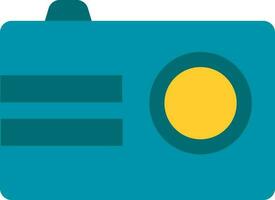 Flat Style Camera Icon In Teal Color. vector