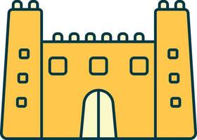 Castle Toy Icon In Yellow Color. vector