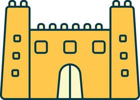 Castle Toy Icon In Yellow Color. vector