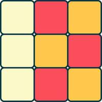 Rubik Cube Icon In Red And Yellow Color. vector