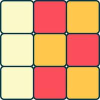 Rubik Cube Icon In Red And Yellow Color. vector