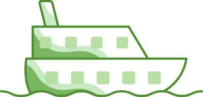 Green And White Ship Icon In Flat Style. vector