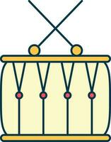 Drum With Sticks Icon In Red And Yellow Color. vector