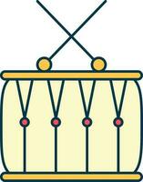 Drum With Sticks Icon In Red And Yellow Color. vector