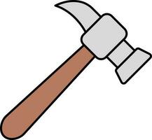 Grey And Brown Nail Hammer Flat Icon. vector