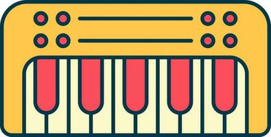 Toy Piano Icon In Red And Yellow Color. vector