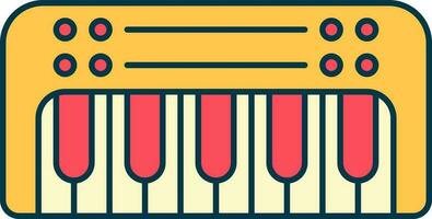 Toy Piano Icon In Red And Yellow Color. vector