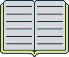 Open Book Flat Icon In Grey And Yellow Color. vector