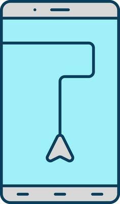 Gps Street Guide Arrow In Smartphone Screen Turquoise And Grey Icon.