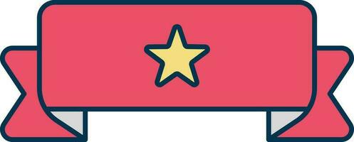 Star Ribbon Icon In Red And Yellow Color. vector