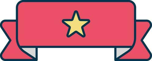 Star Ribbon Icon In Red And Yellow Color. vector