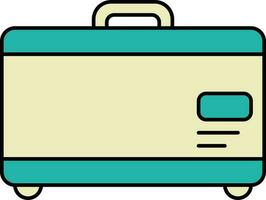 Teal And Yellow Briefcase Flat Icon. vector