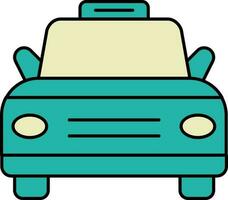 Flat Illustration Of Taxi Icon In Teal And Yellow Color. vector