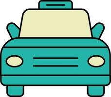 Flat Illustration Of Taxi Icon In Teal And Yellow Color. vector