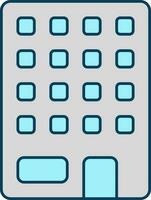 Grey And Turquoise Building Flat Icon Or Symbol. vector