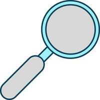 Grey And Turquoise Magnifying Glass Flat Icon. vector